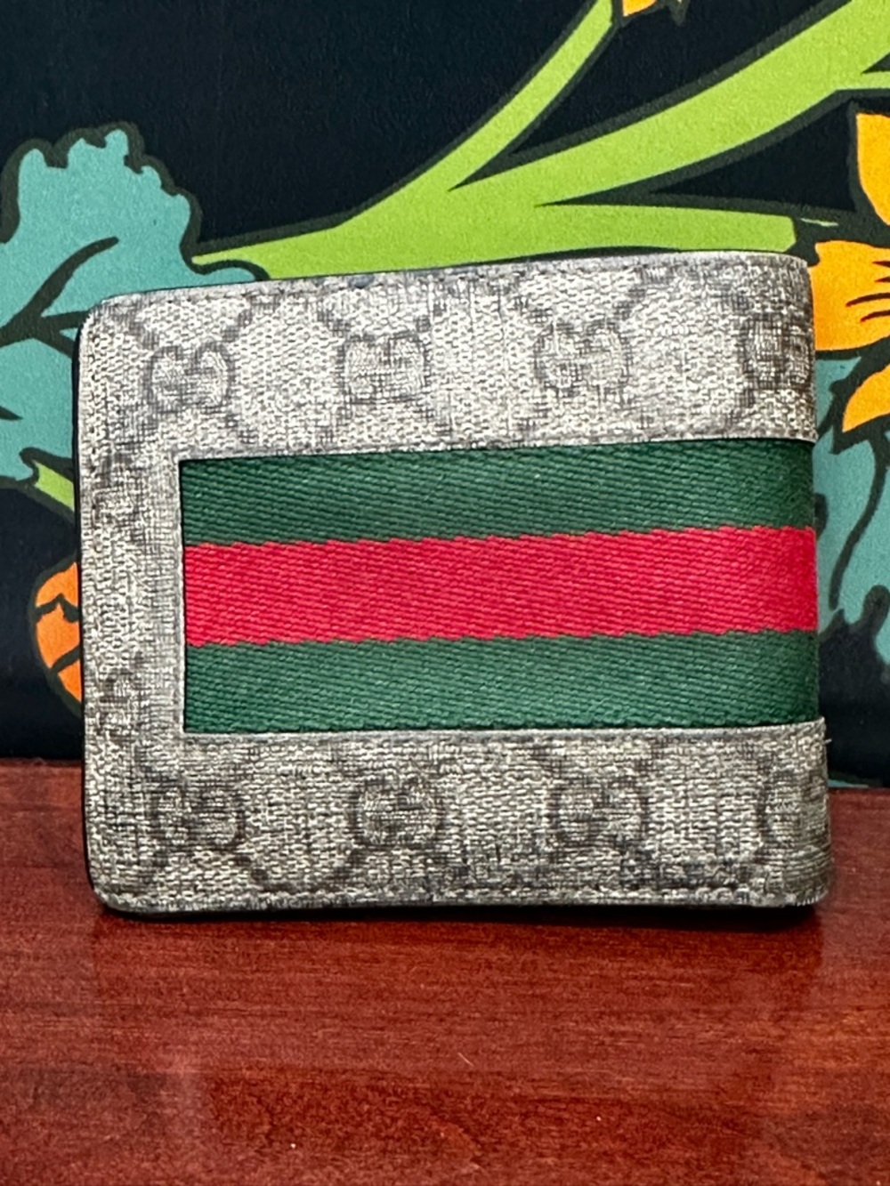 Gucci GG Supreme Web Stripe Bifold Wallet w Box Dust Bag - Picture 5 of 10